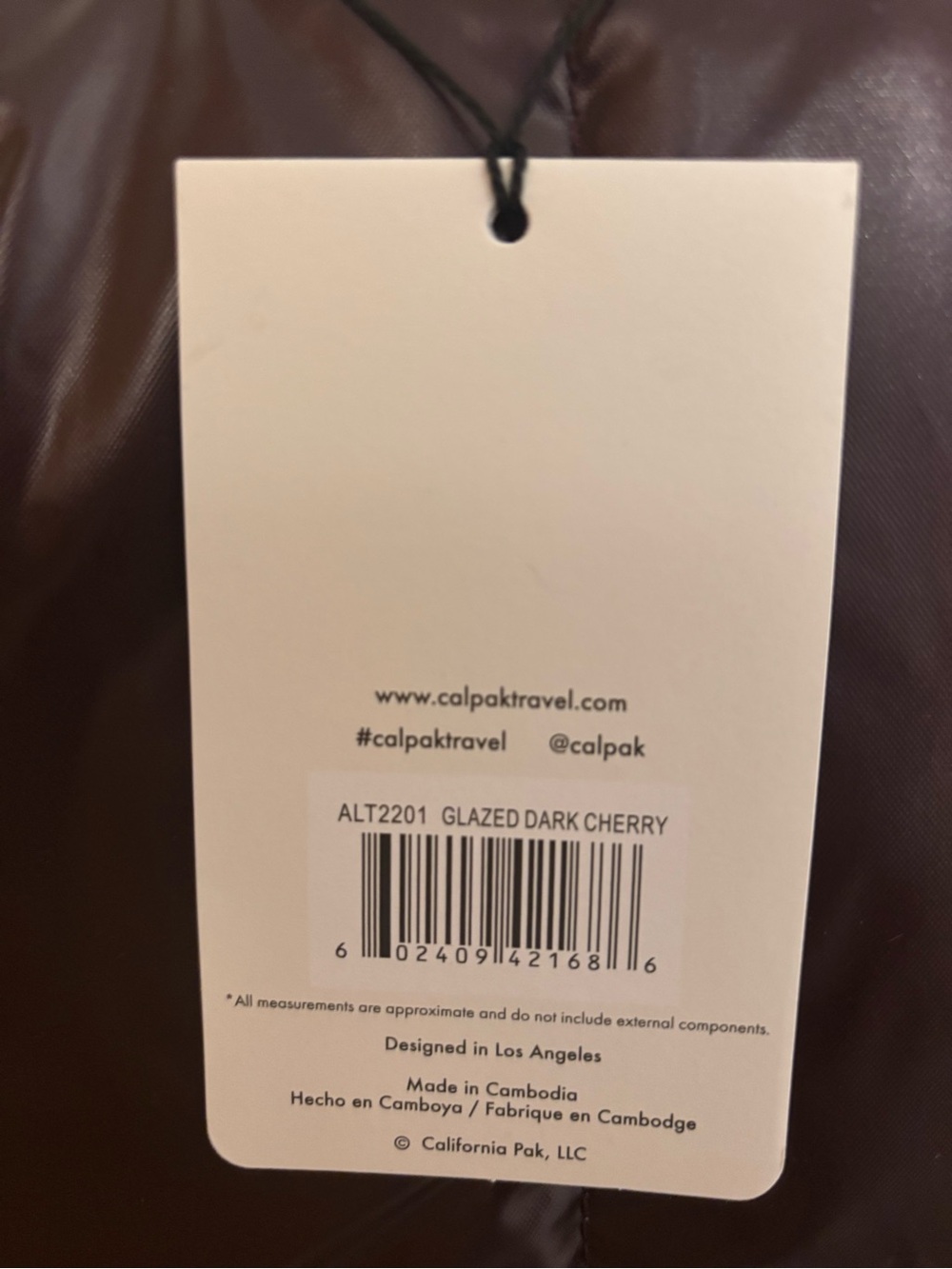 Calpak Expandable laptopTote in glazed dark cherry, NWT - Picture 5 of 5